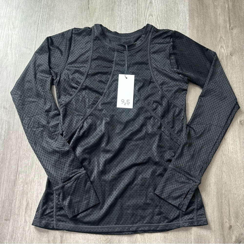 925fit Track Me Down black‎ Mesh Top women’s long sleeve size medium athletic